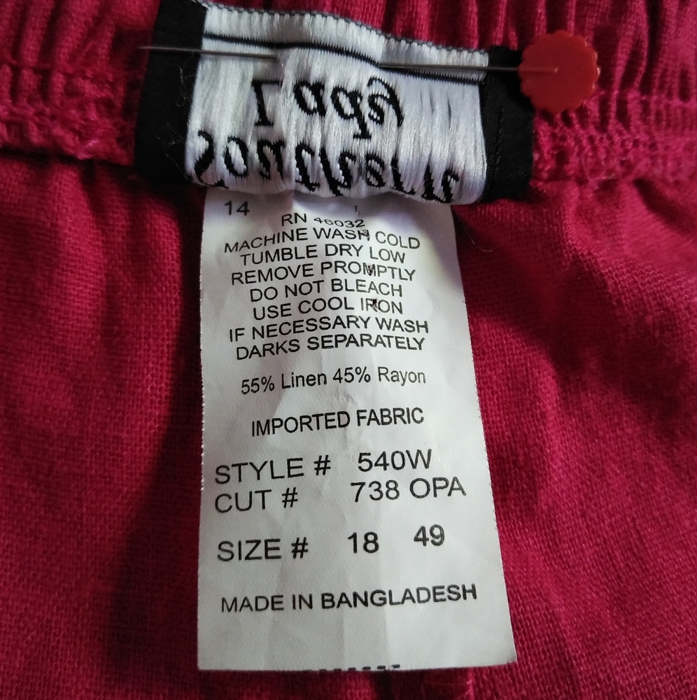 Linen Blend Southern Lady Pantsuit Capri Size Large 18 - Picture 10 of 10